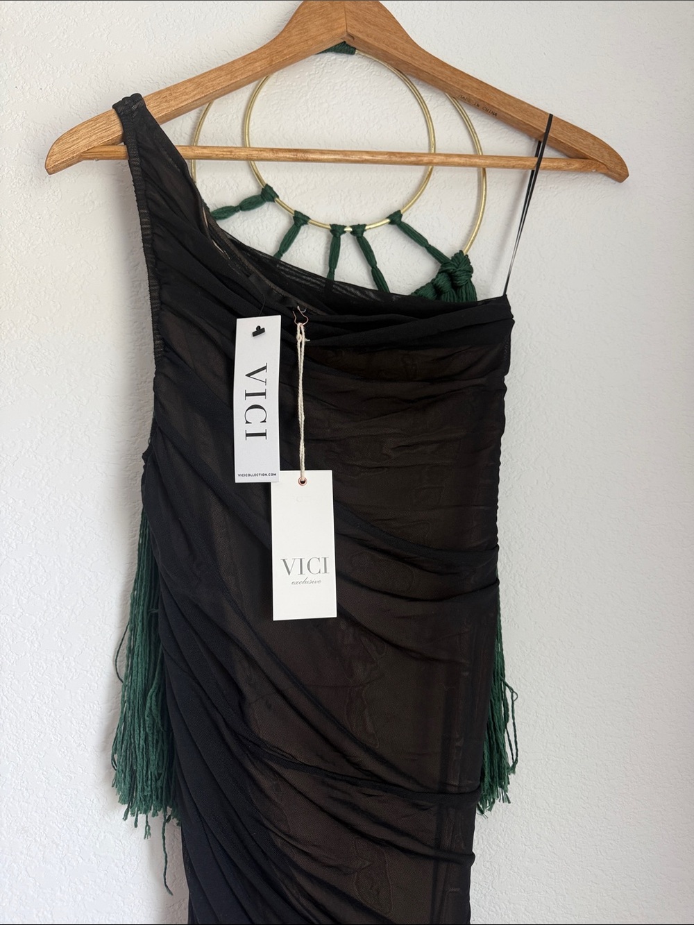 Vici Black One-Shoulder Sheer Ruched Maxi Dress - Picture 6 of 11